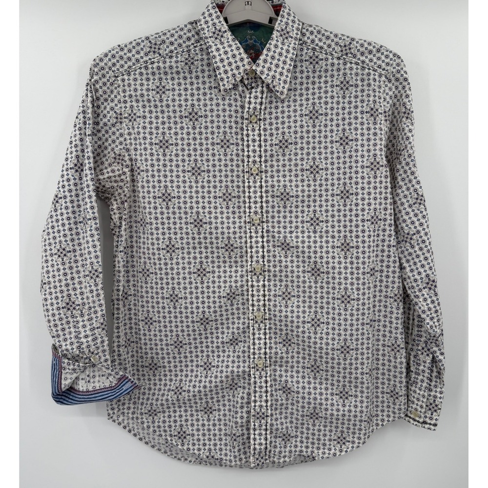 Robert Graham Mens M Button Down Shirt Geometric Medallion Print Long Sleeve